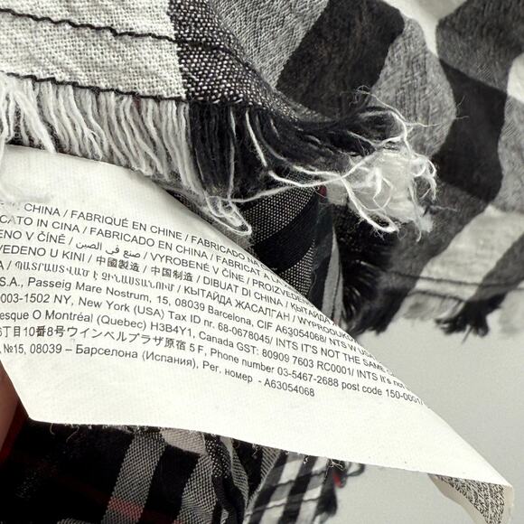 Desigual Shirt Women's Size Medium 'Vive' Patchwork Plaid Long Sleeve Cotton B&W - Picture 14 of 16